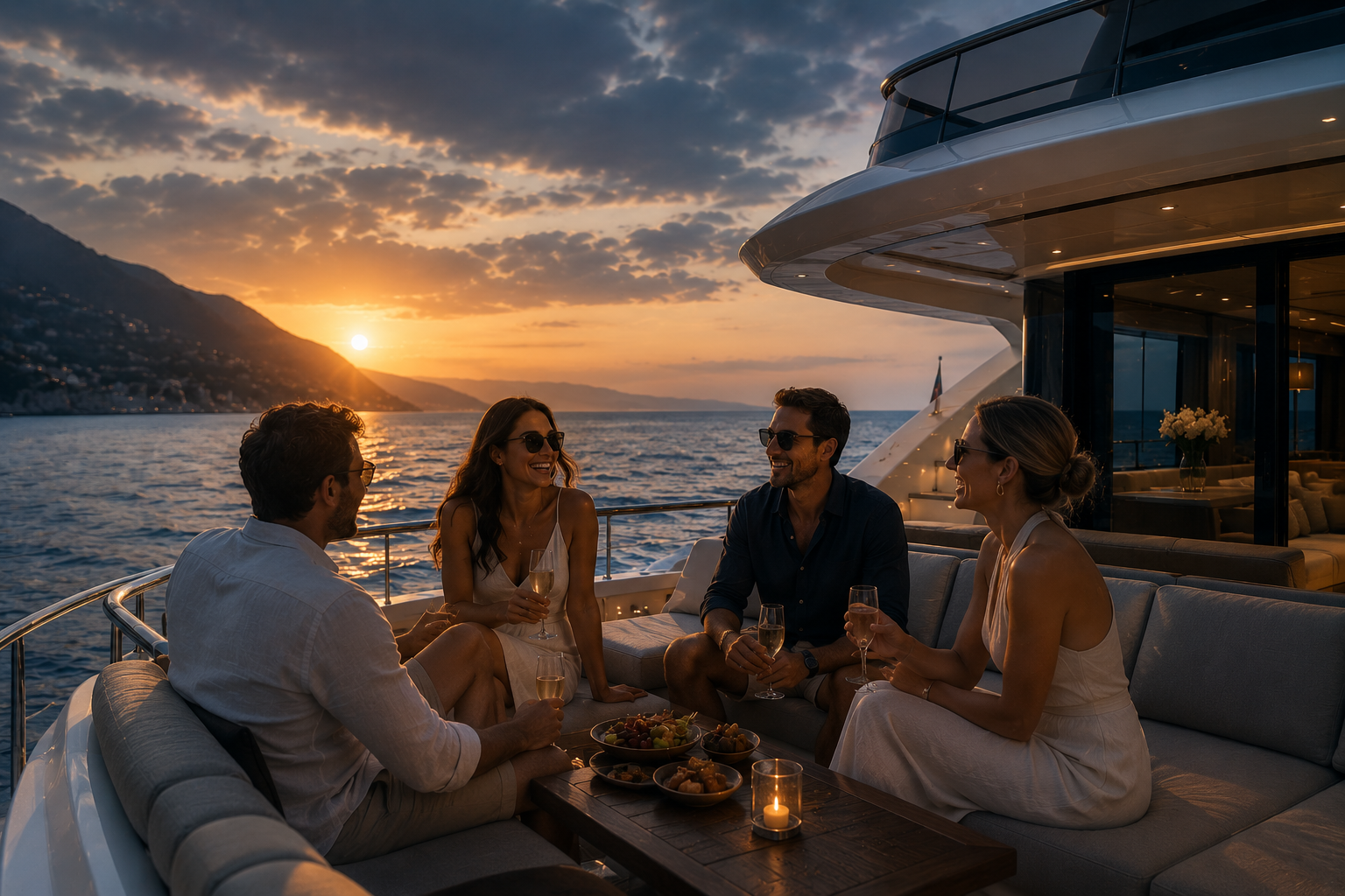 Guests on yacht
